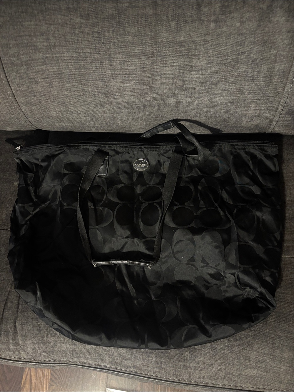Coach Black Signature Nylon Duffel Bag